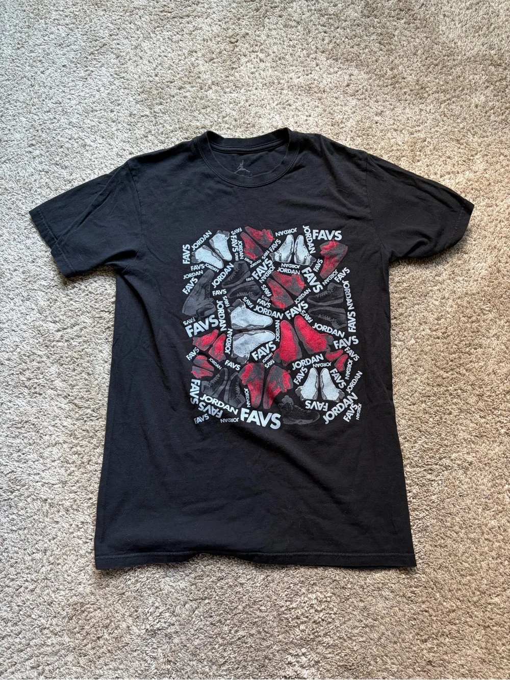 Jordan Black Graphic Tee with Red & White Accents Men’s Medium